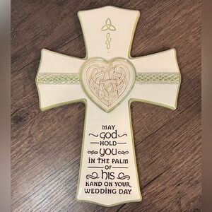 Grasslands Road Ivory Ceramic Celtic Cross, Wedding Day